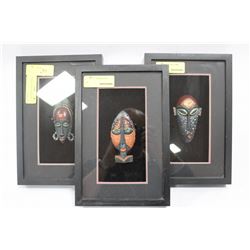 3 TRIBAL MASK FRAMED DISPLAY