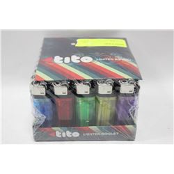BOX OF 50 TITO TRANSPARENT LIGHTERS