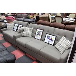 GREY FABRIC SOFA W LOVESEAT