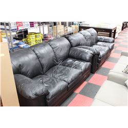 PAIR OF BLACK LEATHERETTE SOFAS