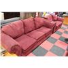 Image 1 : PREVIOUSLY ENJOYED RED MICROFIBRE SOFA & LOVE SEAT