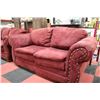Image 2 : PREVIOUSLY ENJOYED RED MICROFIBRE SOFA & LOVE SEAT