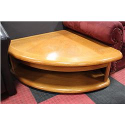 SOLID OAK POP-UP COFFEE TABLE ON WHEELS