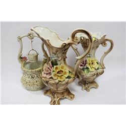 ESTATE 3 PC MADE IN ITALY FLORAL VASES