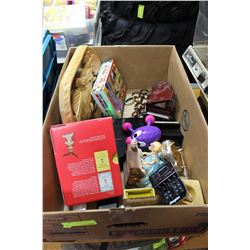 BOX OF JEWELLERY BOXES AND HOUSEHOLD MISC