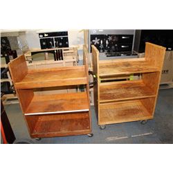 PAIR OF WOODEN SERVICE CARTS