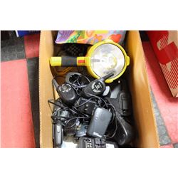 BIN W/ PHONES, WAKI TALKIES, CORDLESS PHONE ETC...