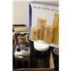 Image 1 : BOX W/ NEW BAGEL JAR & 4 PCE CANISTERS,TOASTER