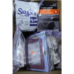 BOX OF MAGNETIC ORGANIZERS CARPET CASTERS ETC.