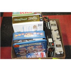 BOX OF GAMES INCLUDING POKER SET