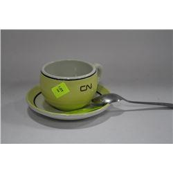 CN 1970'S CANADIAN CUP SAUCER AND SPOON