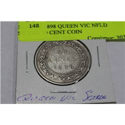 SCARCE 1898 QUEEN VIC NFLD SILVER 50 CENT COIN