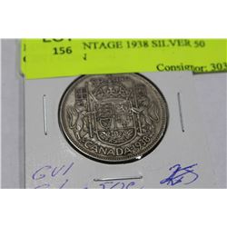 LOWER MINTAGE 1938 SILVER 50 CENT COIN