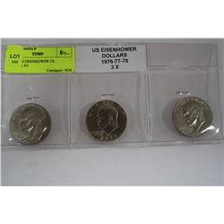 1976/77/78 EISENHOWER US DOLLARS X3
