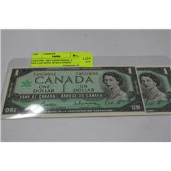 GEM UNC 1967 CENTENNIAL 1 DOLLAR NOTE W/SN CONSEC