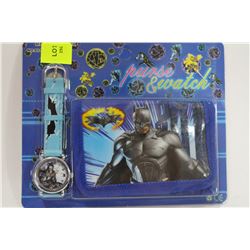 NEW CHILDRENS BATMAN WATCH AND WALLET SET