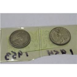 CANADA 1964 SILVER QUARTER SOLD WITH 1953 ONE
