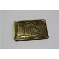 HALF OUNCE SOLID BRONZE BAR ANTIQUE GOLD ON BRONZE