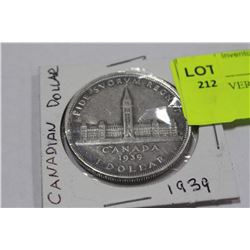 1939 SILVER CANADA 1 DOLLAR COIN