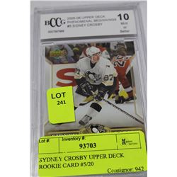 SYDNEY CROSBY UPPER DECK ROOKIE CARD #5/20
