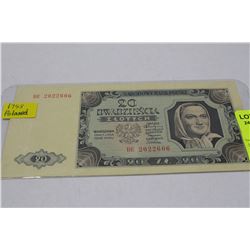 1948 POLAND $20 BILL