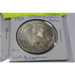 1958 RARE CANADIAN "DEATH DOLLAR" SILVER DOLLAR