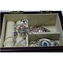 JEWELLERY BOX W/ CONTENTS 5" X 2"