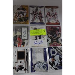 SHEET OF NUMBERED JERSEY & SIGNED HOCKEY CARDS