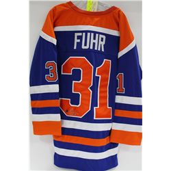 GRANT FUHR SIGNED OILERS JERSEY W/COA