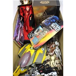 BOX OF STAR WARS COLLECTIBLES, ACTION FIGURES