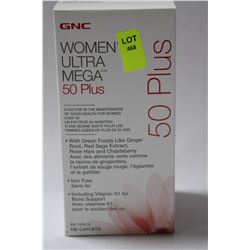 BOTTLE OF 180 GNC WOMENS ULTRA MEGA 50+ CAPLETS