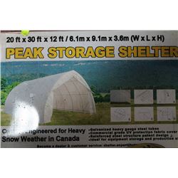 NEW 20' X 30' X 12' PEAK STORAGE SHELTER