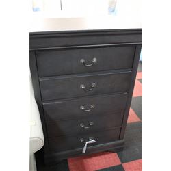 NEW GREY 5 DRAWER CHEST OF DRAWERS