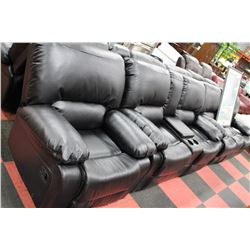 NEW BLACK LEATHER RECLINING SOFA/ LOVE SEAT