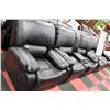 Image 1 : NEW BLACK LEATHER RECLINING SOFA/ LOVE SEAT