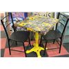 Image 1 : YELLOW CAST IRON MEXICAN STYLE TABLE W/ 2 CHAIRS