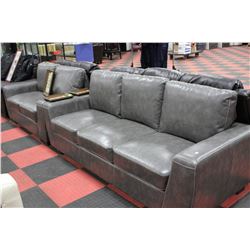 NEW GREY LEATHERETTE SOFA W LOVE SEAT