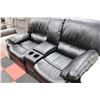 Image 1 : BLACK LEATHER RECLINING CONSOLE LOVE SEAT