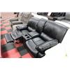 Image 2 : BLACK LEATHER RECLINING CONSOLE LOVE SEAT