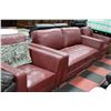 Image 1 : RED LEATHERETTE SOFA W 2 CHAIRS