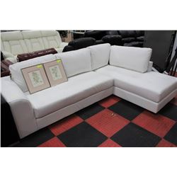 WHITE LEATHERETTE 'L' SHAPED SECTIONAL