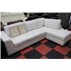 Image 1 : WHITE LEATHERETTE 'L' SHAPED SECTIONAL