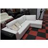 Image 2 : WHITE LEATHERETTE 'L' SHAPED SECTIONAL