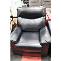 BLACK LEATHER RECLINING SOFA CHAIR