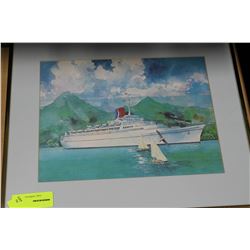 ESTATE FRAMED SHIP PICTURE