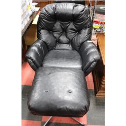 ESTATE BLACK LEATHERETTE CHAIR W OTTOMAN