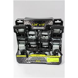PACK OF 4 HEAVY DUTY 1 1/4" X 12' RATCHET STRAPS