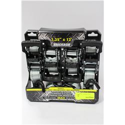 PACK OF 4 HEAVY DUTY 1 1/4" X 12' RATCHET STRAPS