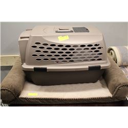 PET CRATE COMES W/ BED, WATER DISH & TOYS