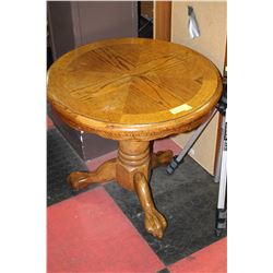 SOLID OAK CLAW FOOT SIDE TABLE
